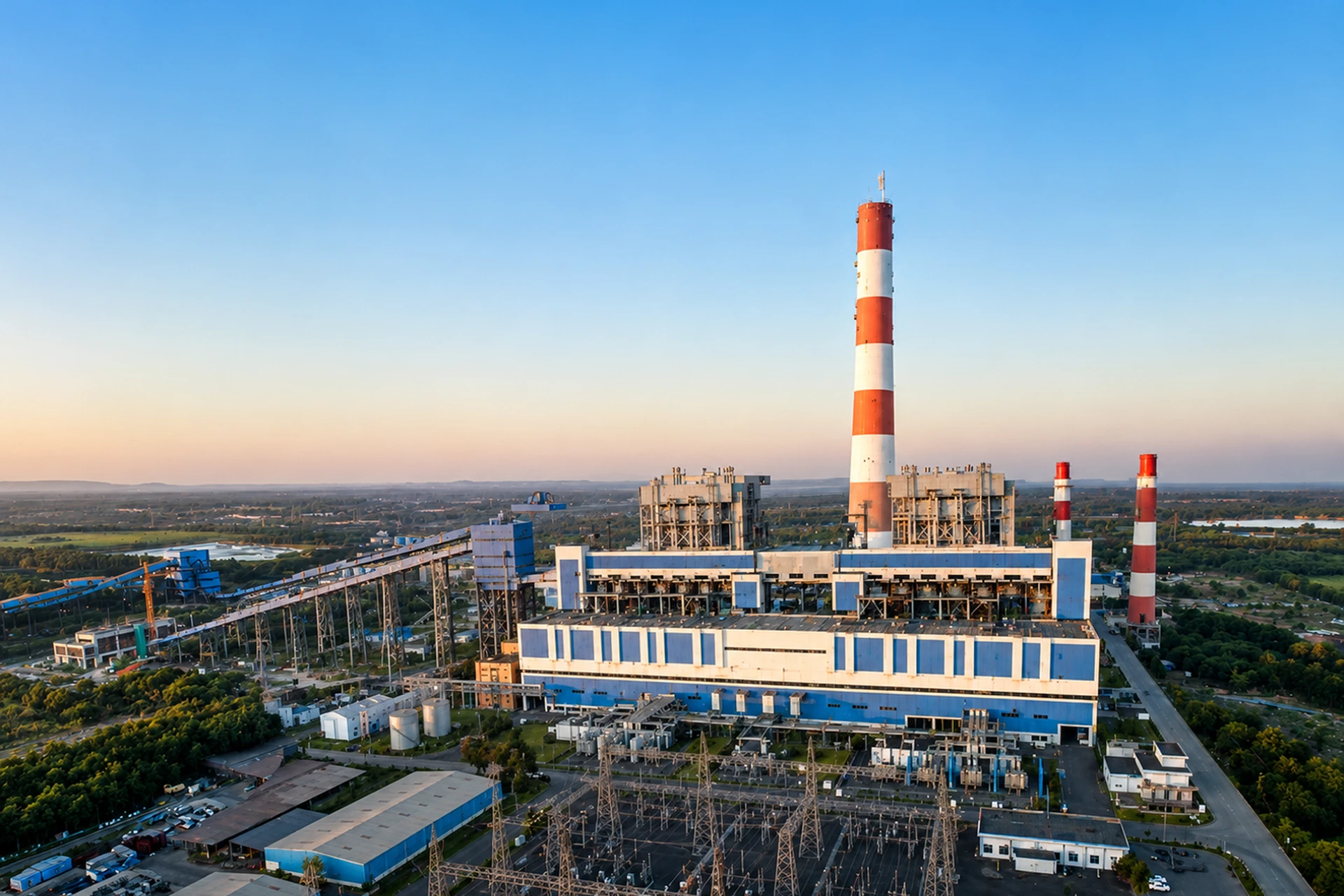 Power infrastructure under construction at a Hindustan Power project